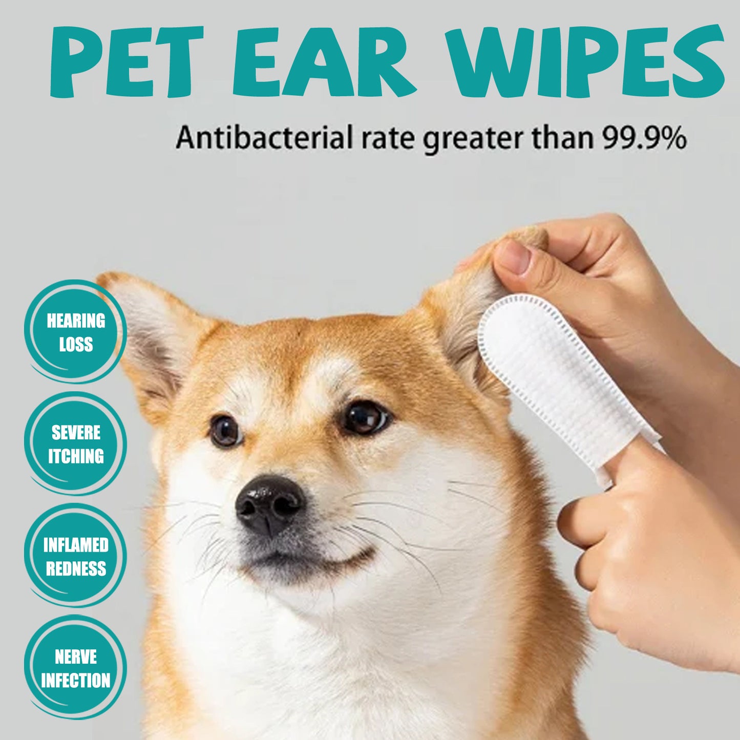 Gant/tampons de nettoyage pour les oreilles chien et chat