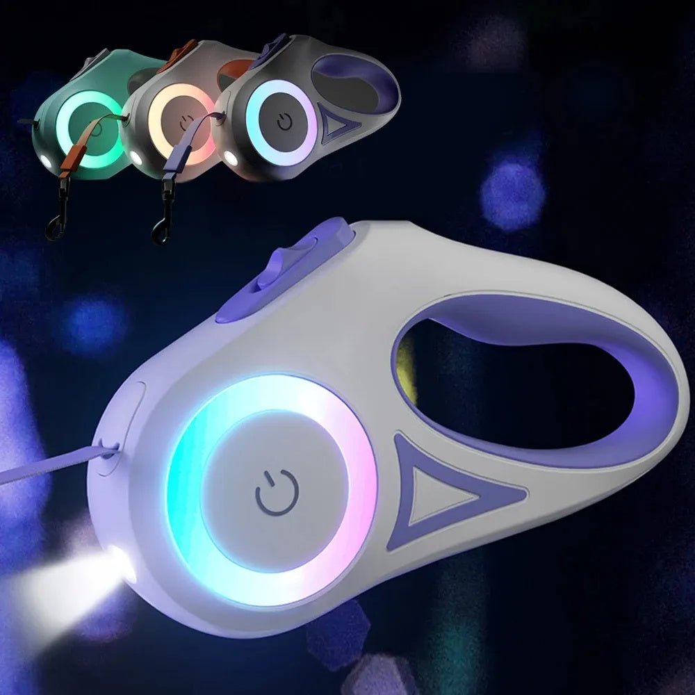 Laisse Rétractable avec Système Lumineux - 3m, 5m