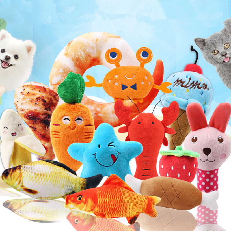 1Pc Pet toys Fruit Animals Cartoon Dog Toys Stuffed Squeaking Pet Toy