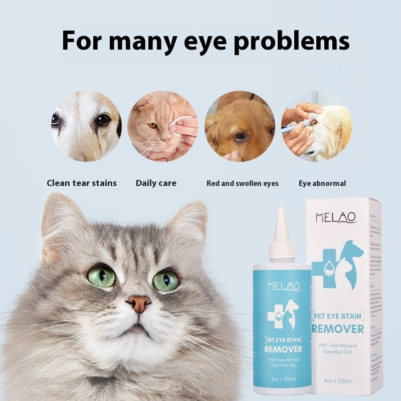 Gouttes pour les yeux pour animaux - Nettoyage des taches de larmes et soins oculaires profonds