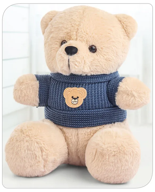 Ourson peluche jouet doux avec T-shirt en laine | Hauteur 24 cm